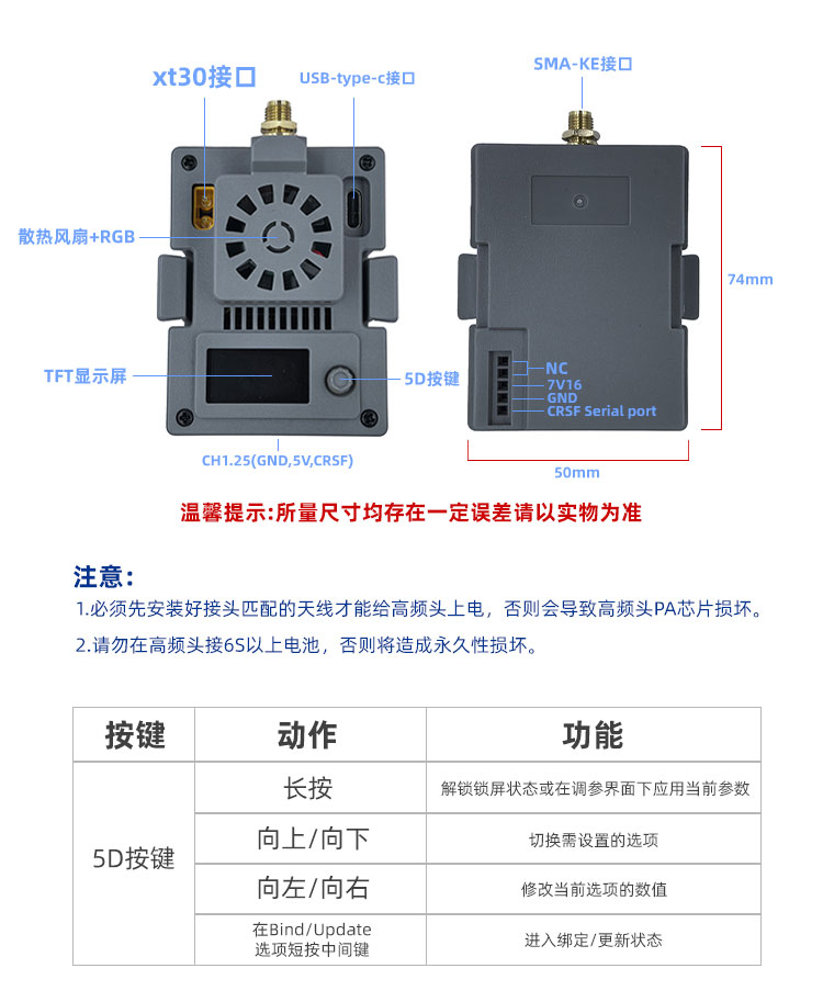 DAKE 433 ELRS MICRO TX — деталь 1