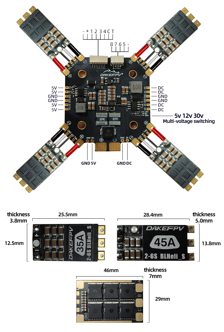 Одиночный ESC 2-6S 45A — деталь 2