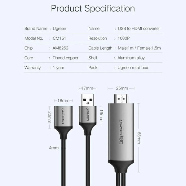 Ugreen USB to HDMI Digital AV Адаптер 2