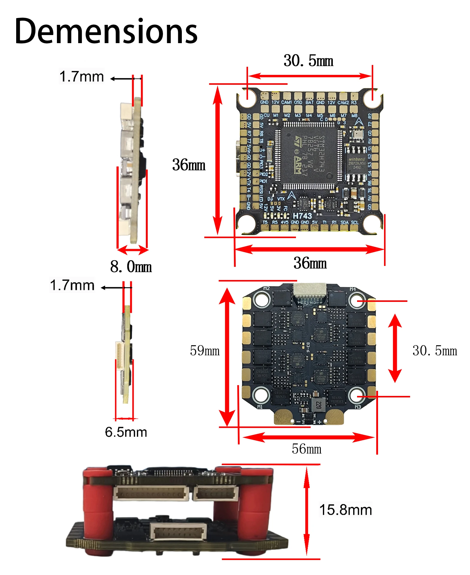 DAKEFPV H743 FC & 3-12S 60A/70A ESC — деталь 2