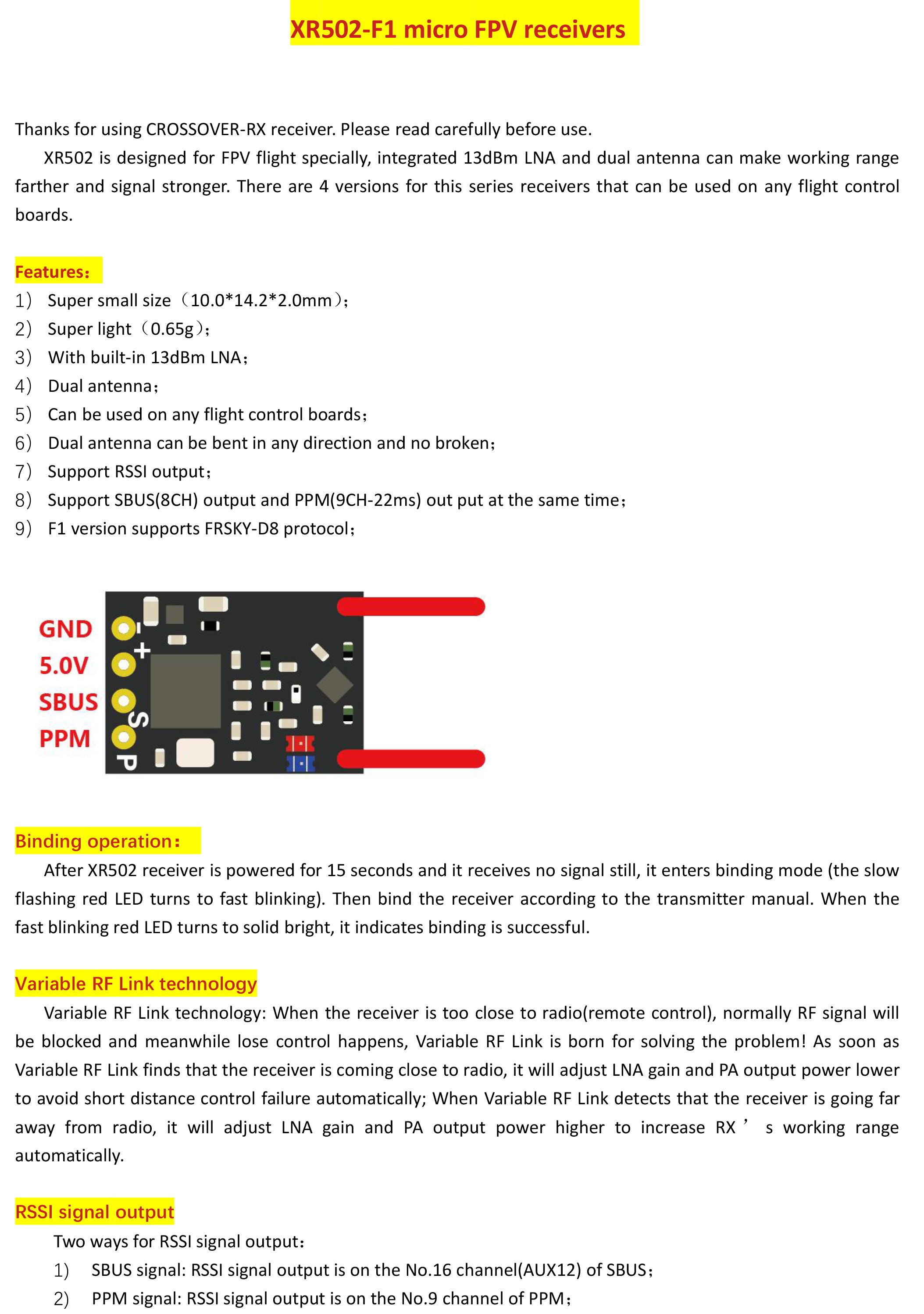 RUSH R8FR16F micro FPV receivers