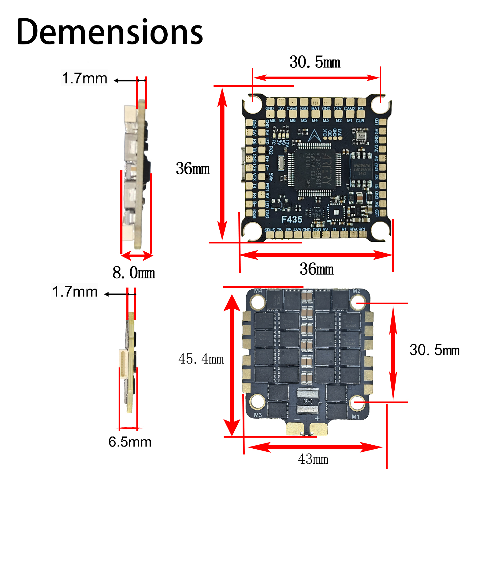 DAKEFPV F435 FC & 3-12S 60A/70A ESC — деталь 2