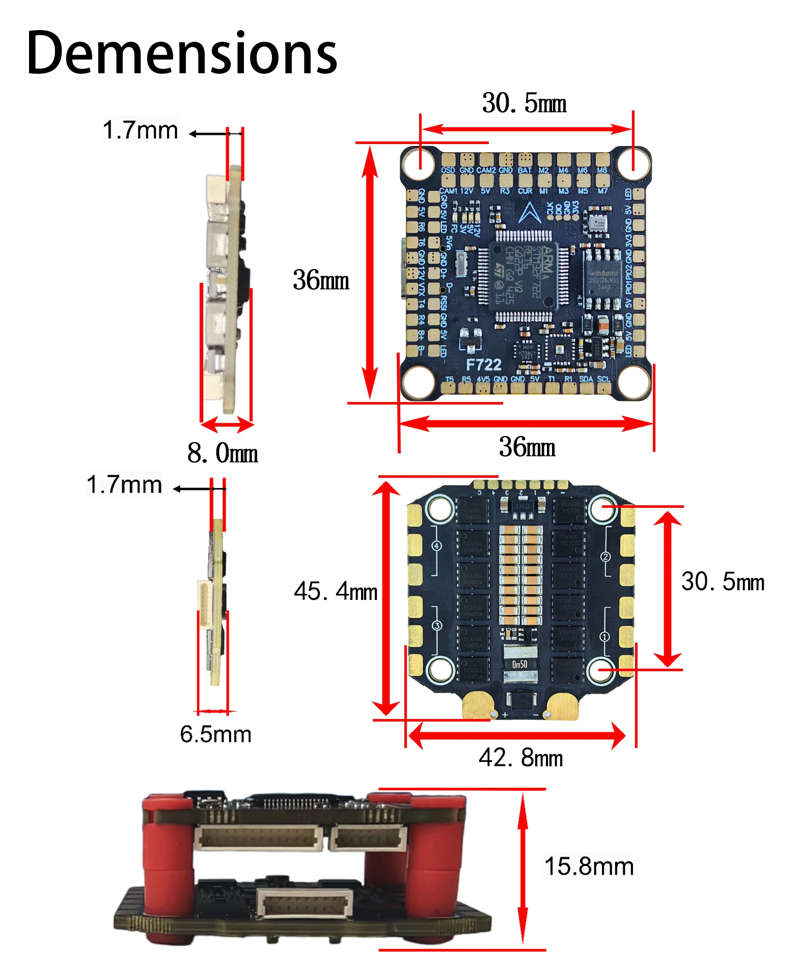 DAKEFPV F722 FC & 3-12S 70A ESC — деталь 2
