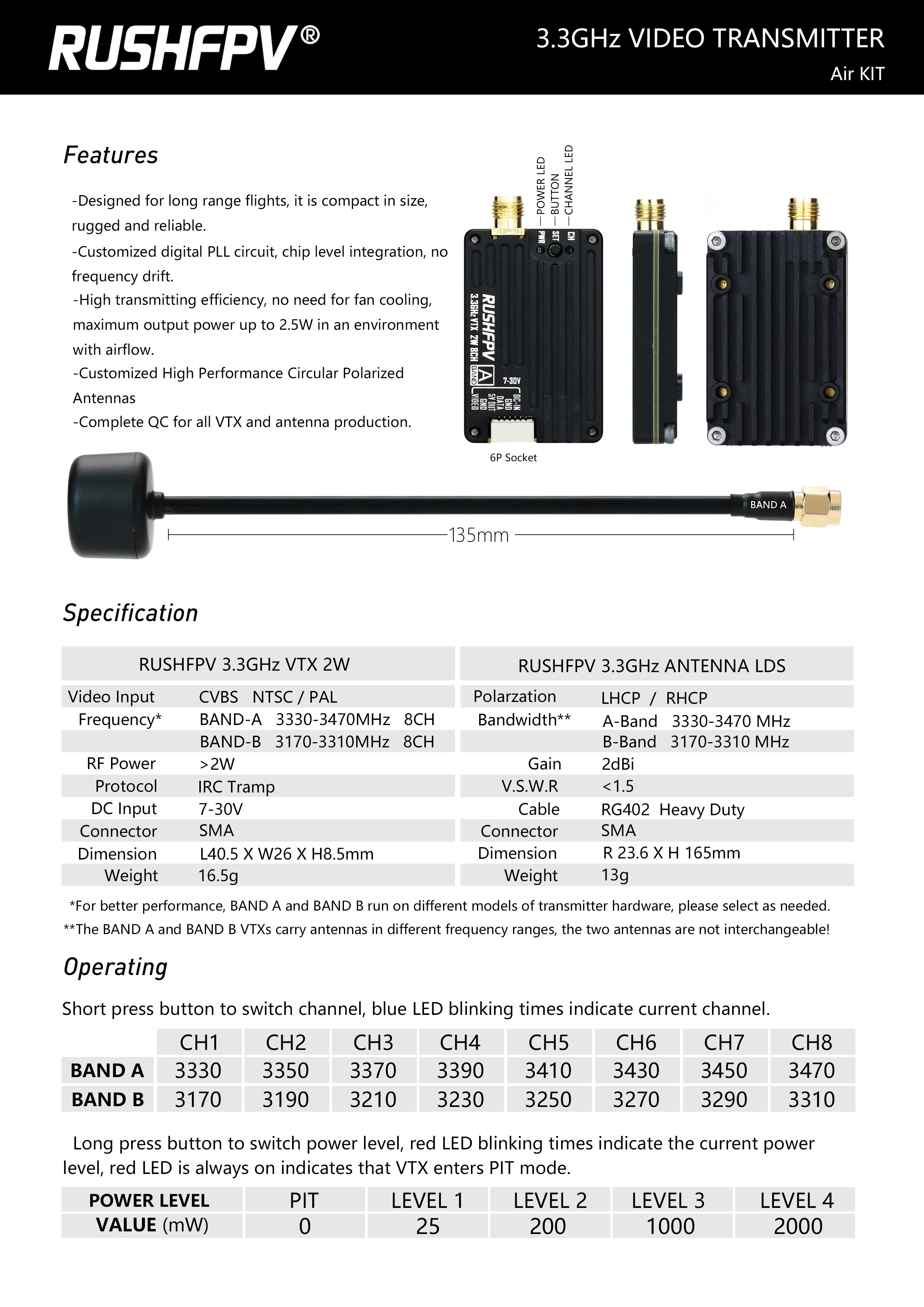 RUSH 3.3G 2W VTX Transmitter Module — деталь 4