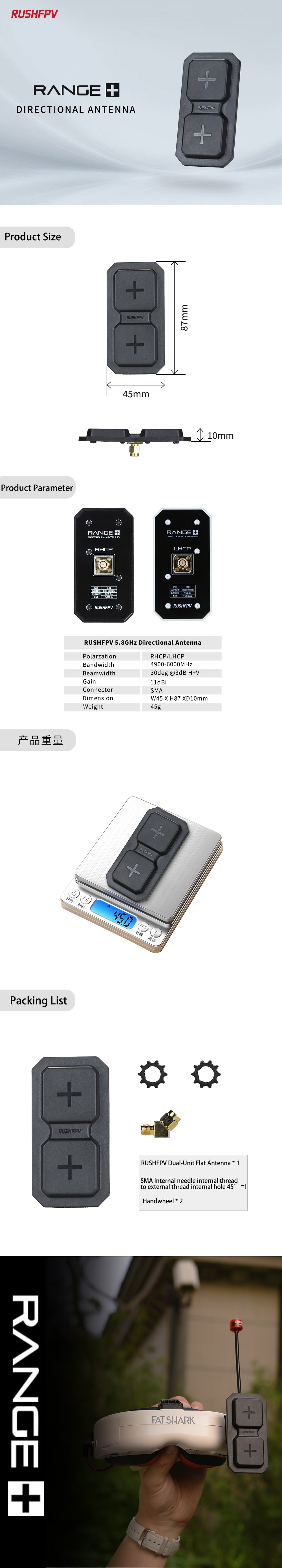 RUSH RANGE 5.8G PLUS 2X Dual-Unit Patch Antenna