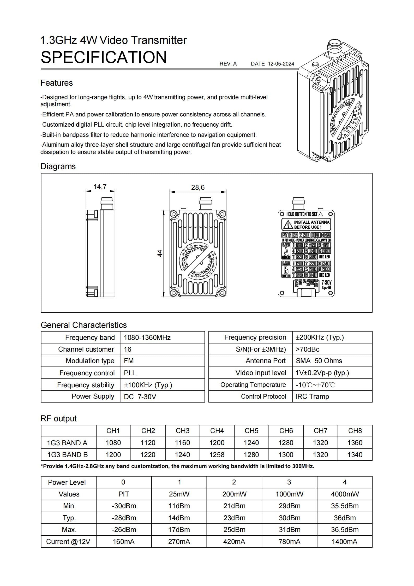 RUSH 1.3G 4W VTX  V2 Transmitter Module