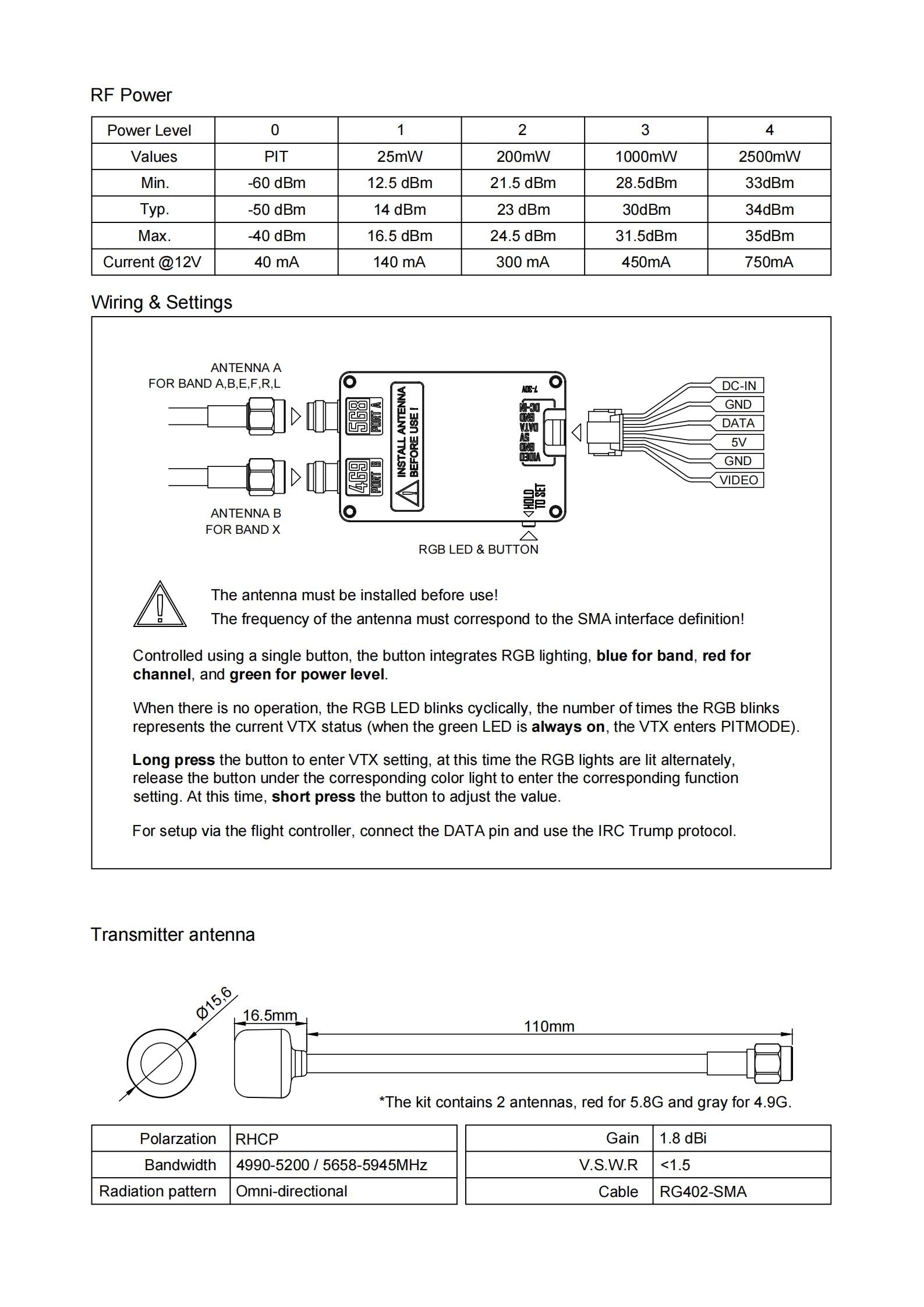 RUSH 5.8G/4.9G Dual-Band 2.5W VTX Transmitter Module 2