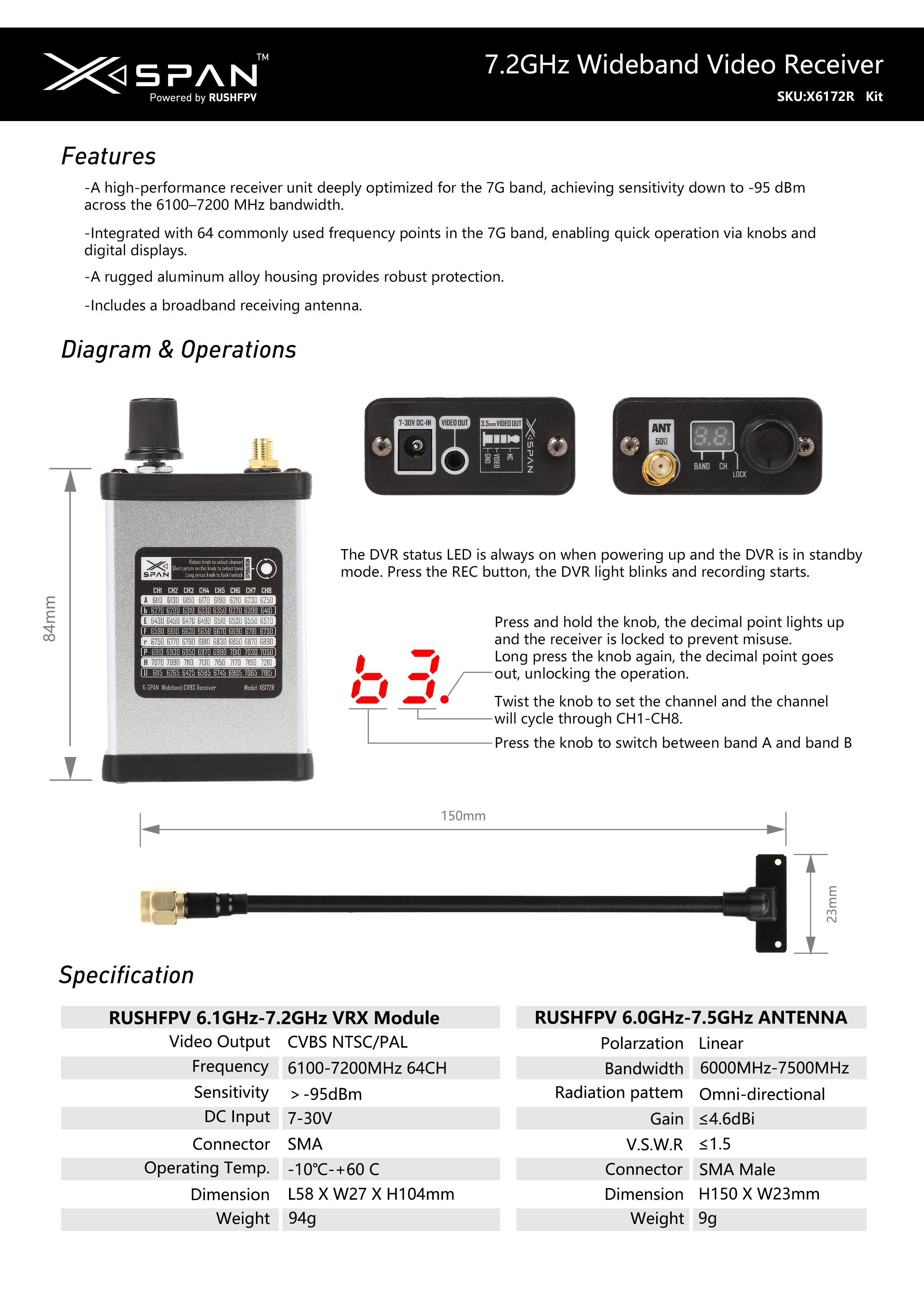 RUSH 6.1G-7.2G XSPAN VRX Receiver Module Kit