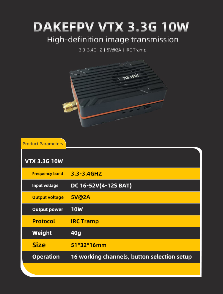 DAKEFPV VTX 3.3G 10W — деталь 1